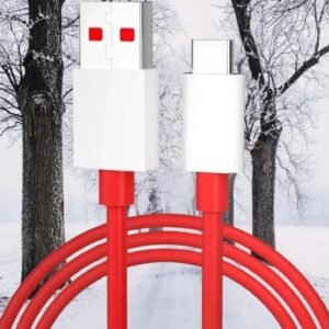 USB Type C Cable 1 m New Safe Charging Original Type C Data Cable  (Compatible with All Type C Ports, Red, White, One Cable)